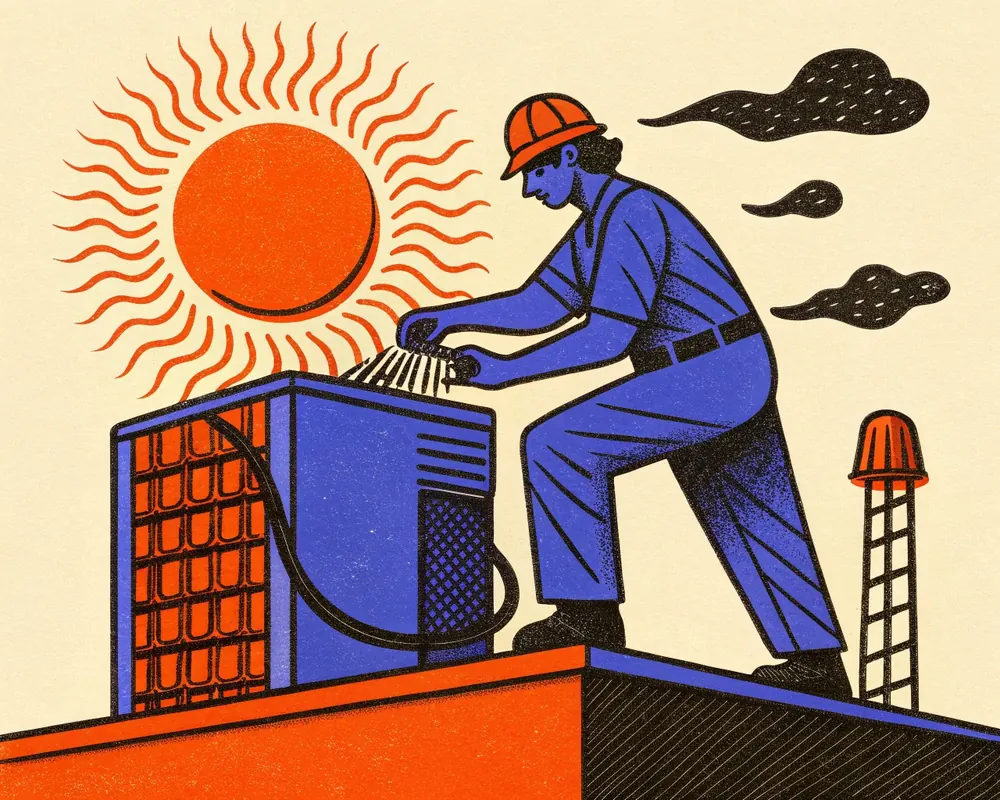 Illustration: HVAC. Every call answered by the AI Front Desk.