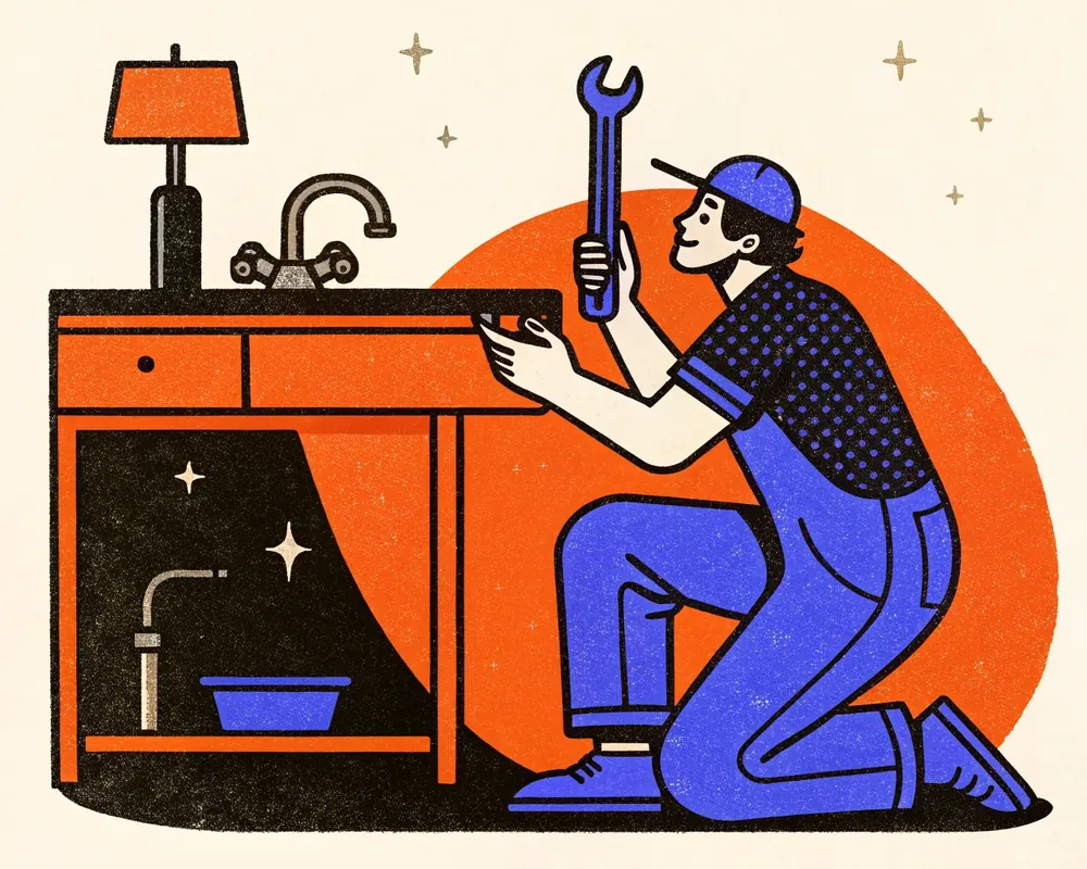 Illustration: Plumbers. Every call answered by the AI Front Desk.